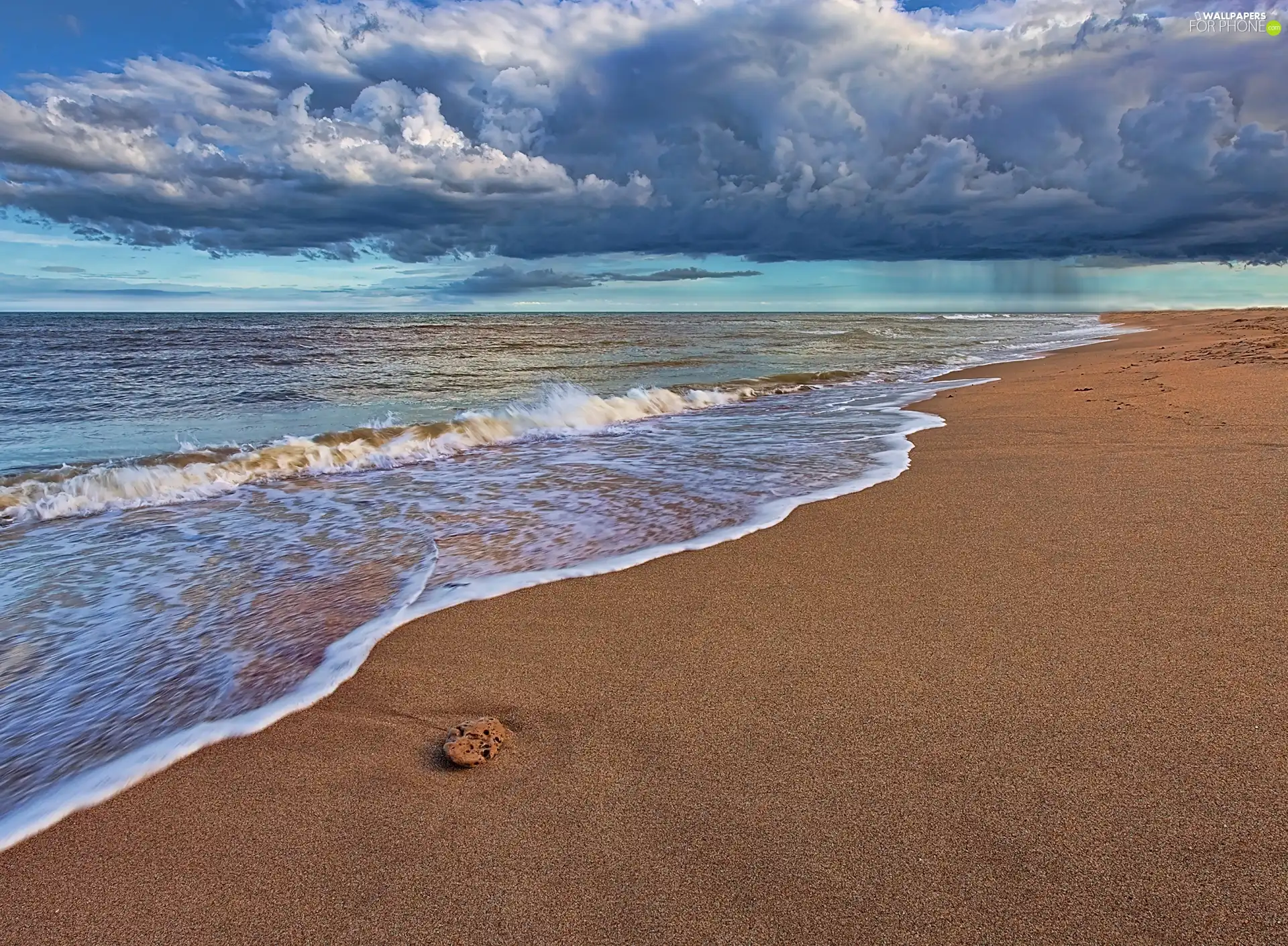 Waves, clouds, Beaches, Sand, sea