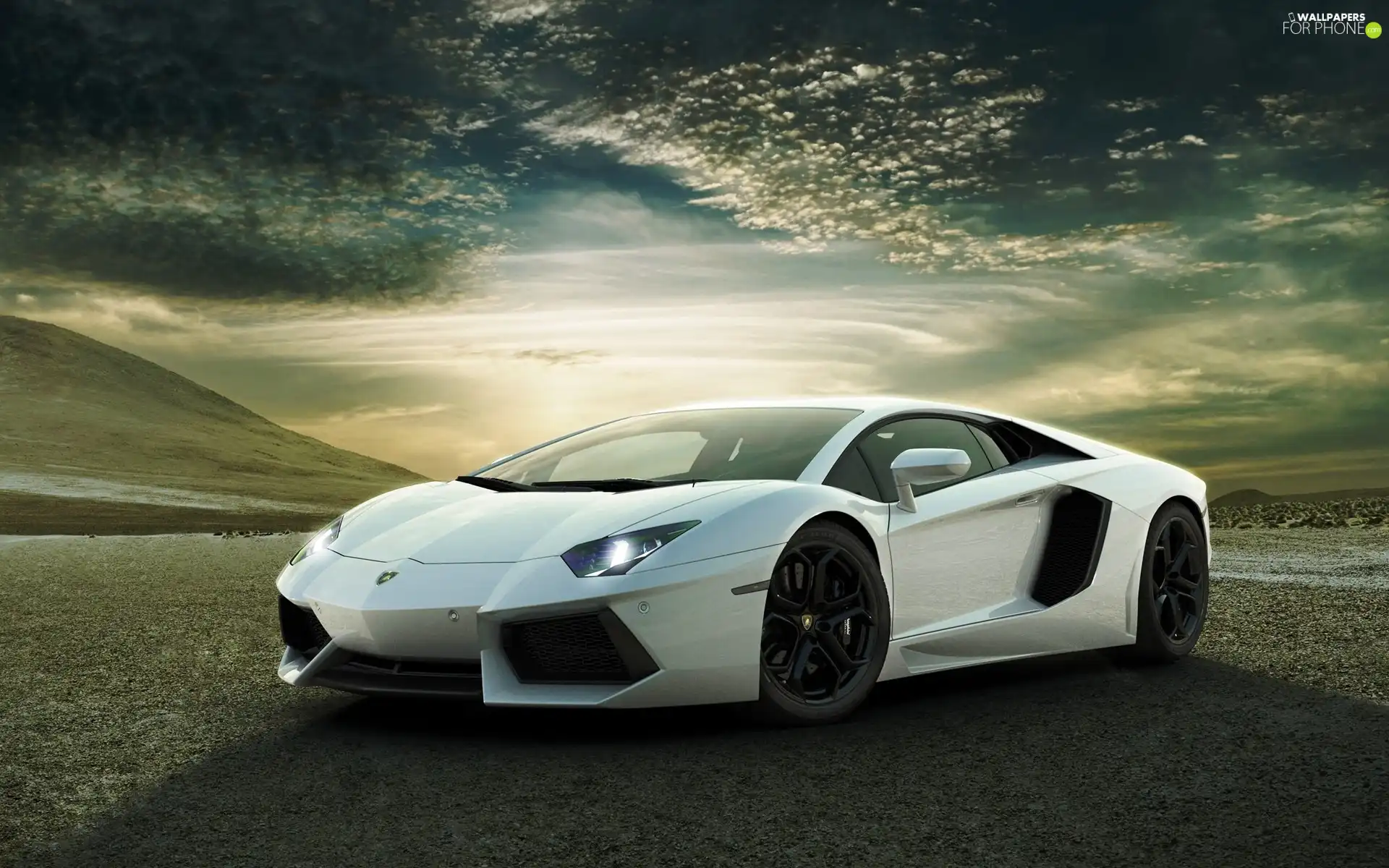 White, Aventador, Way, Lamborghini