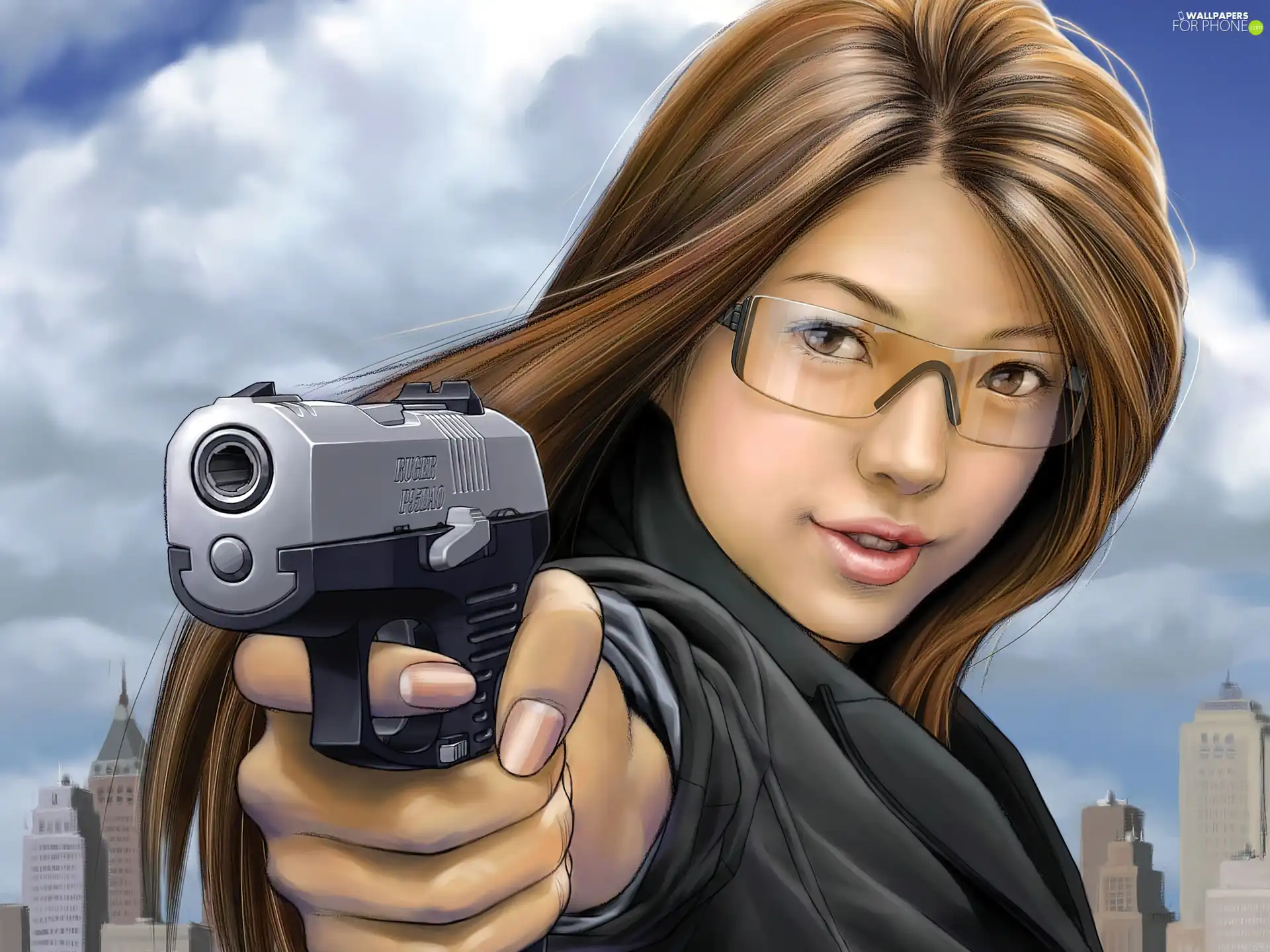 Weapons, girl, Glasses