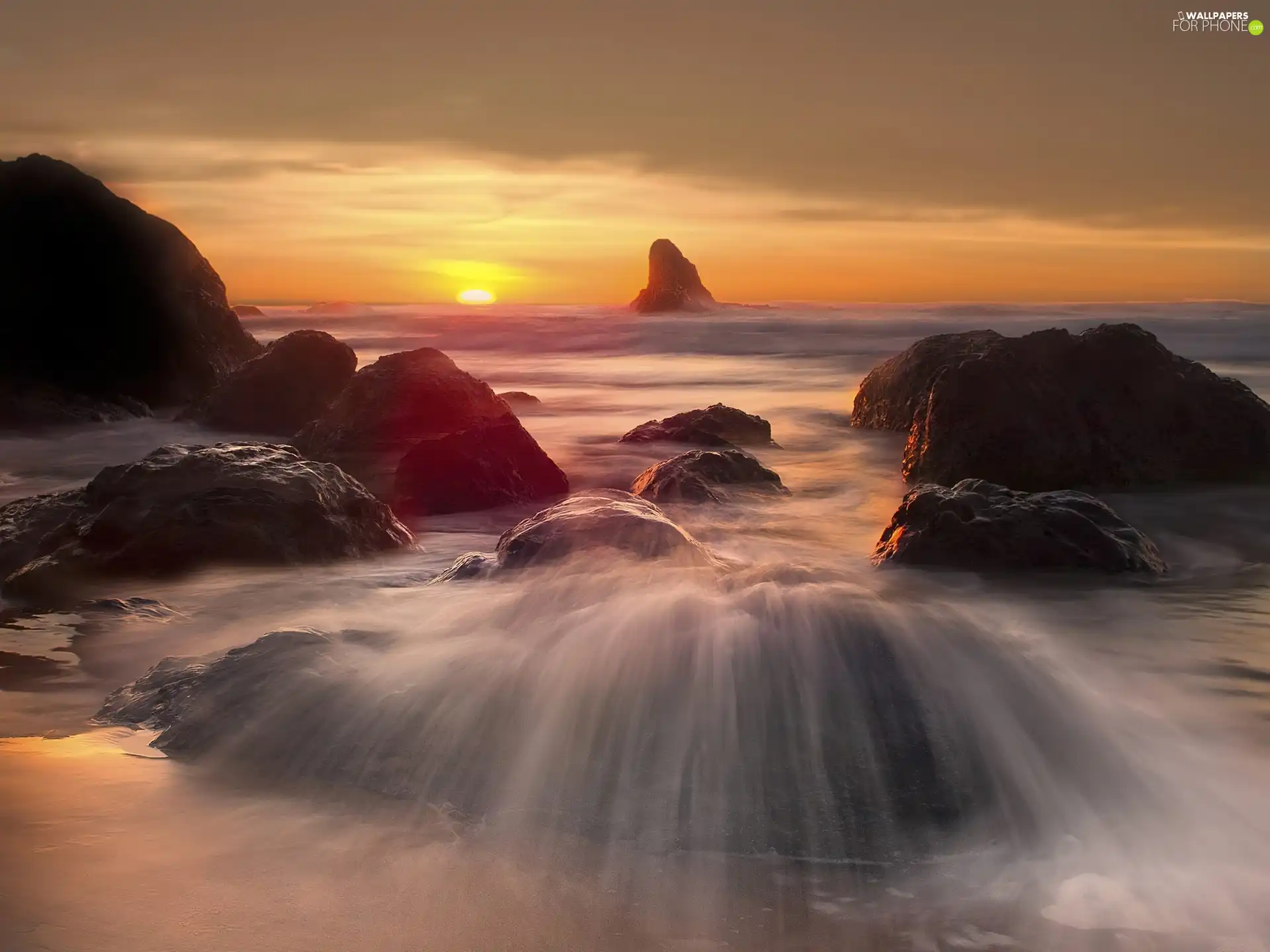 west, sea, rocks