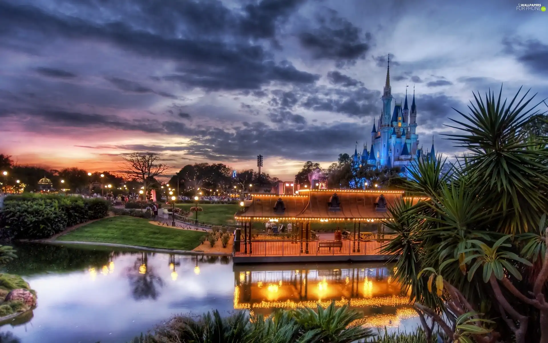 Disneyworld, Park, west, sun, Castle, entertainment