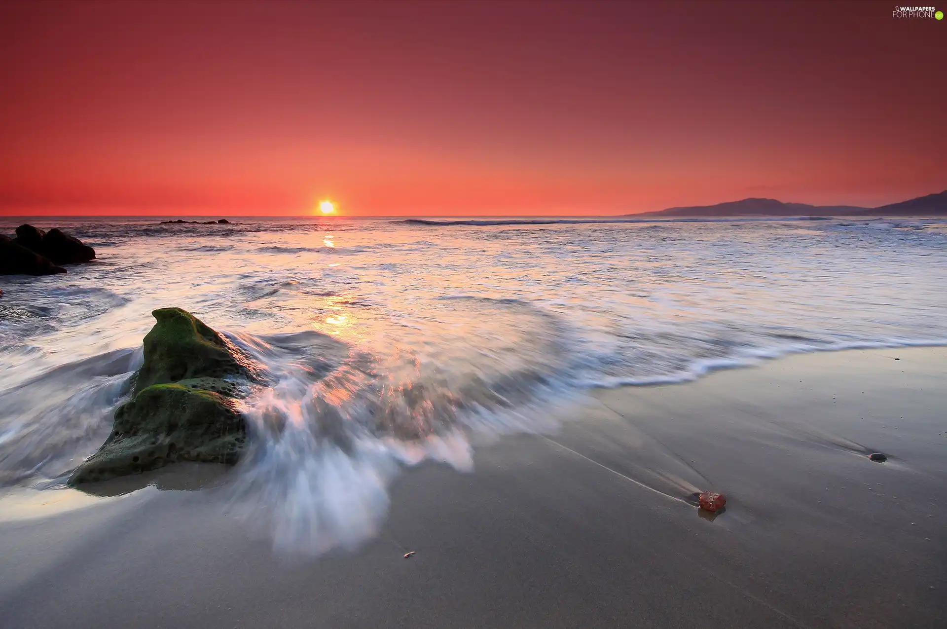 west, sun, Beaches, Stones, sea