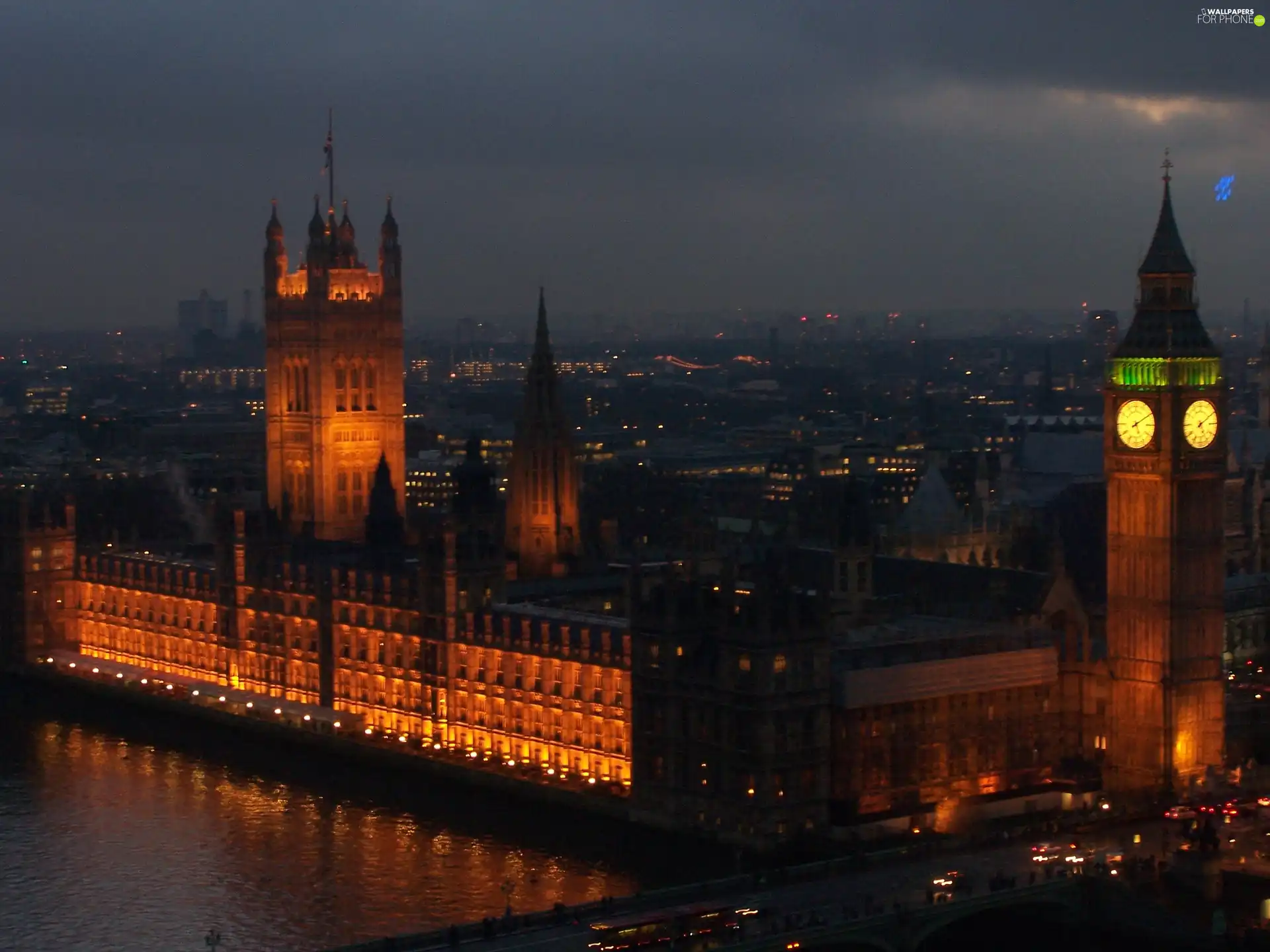 Westminster, London, night, palace, Big Ben