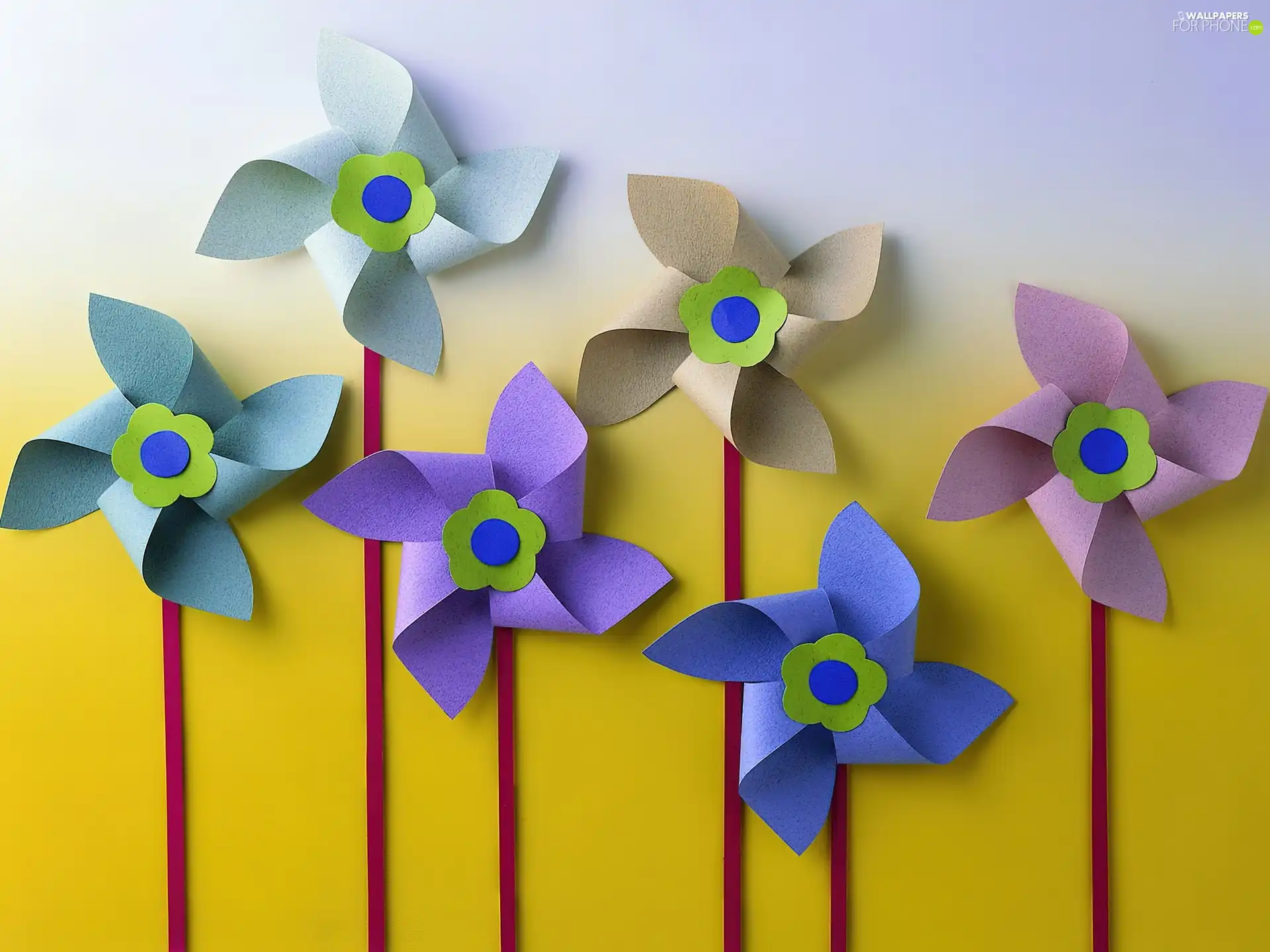 Papier Art, color, Windmills
