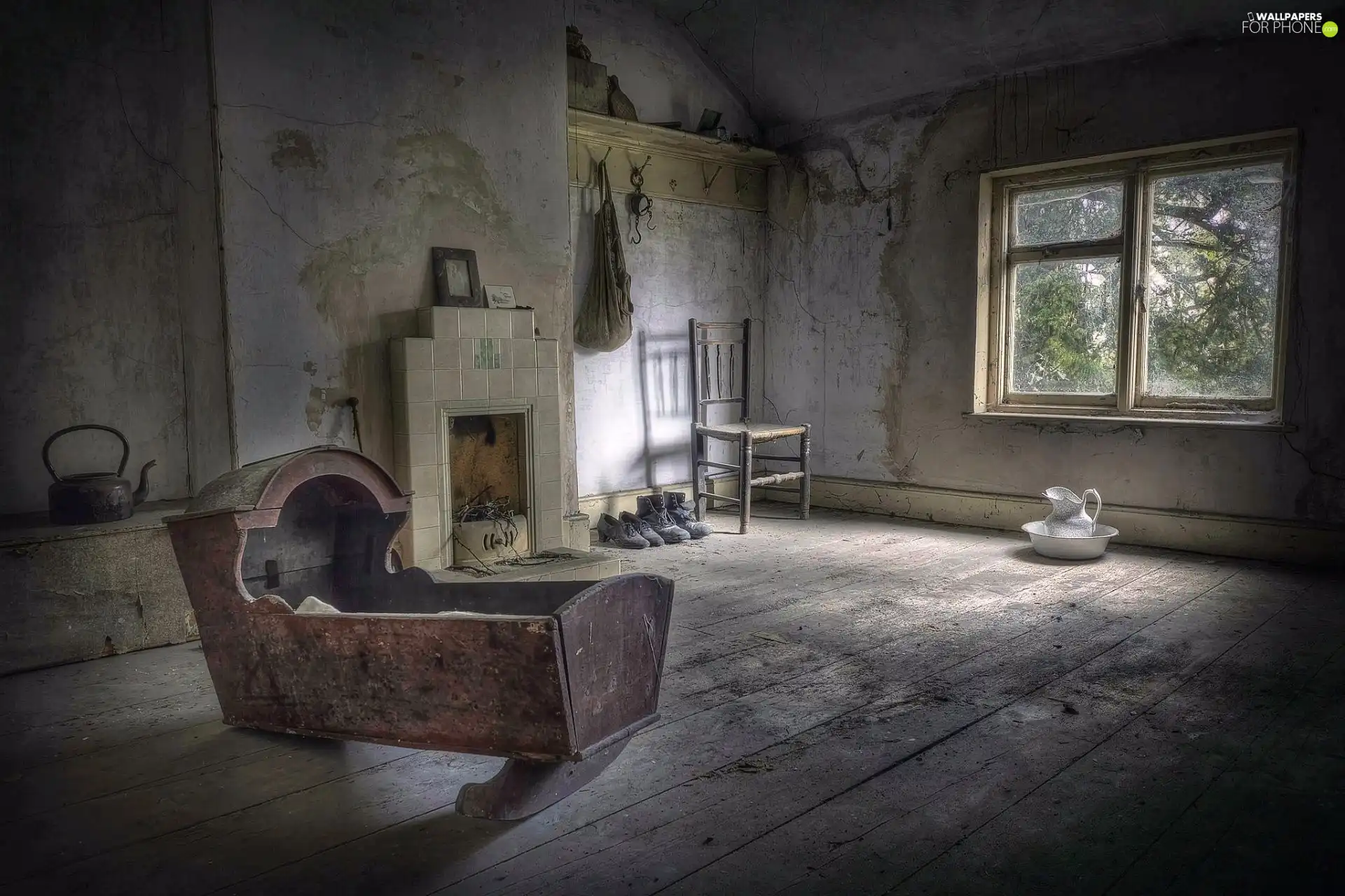 Neglected, cradle, Window, Room