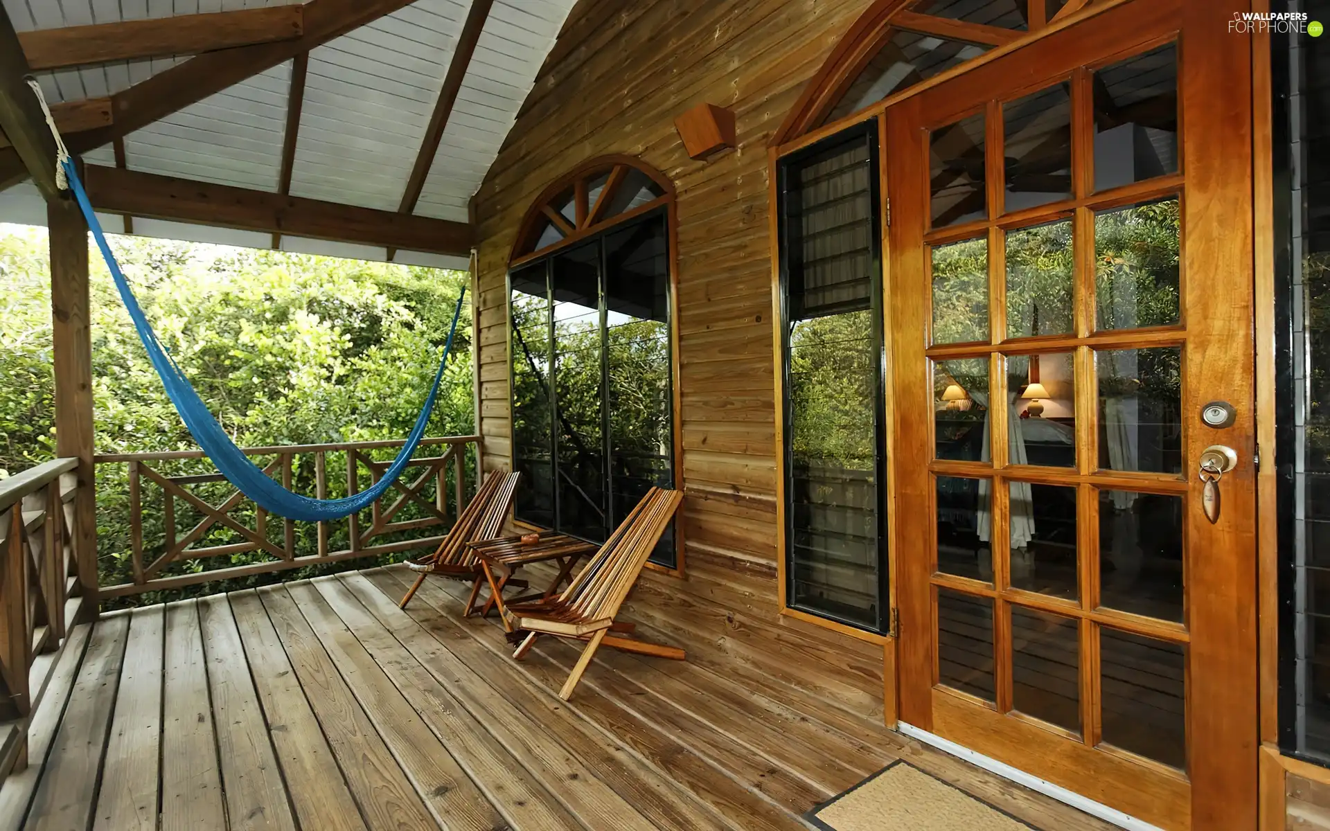 Windows, Hammock, wooden, terrace, house