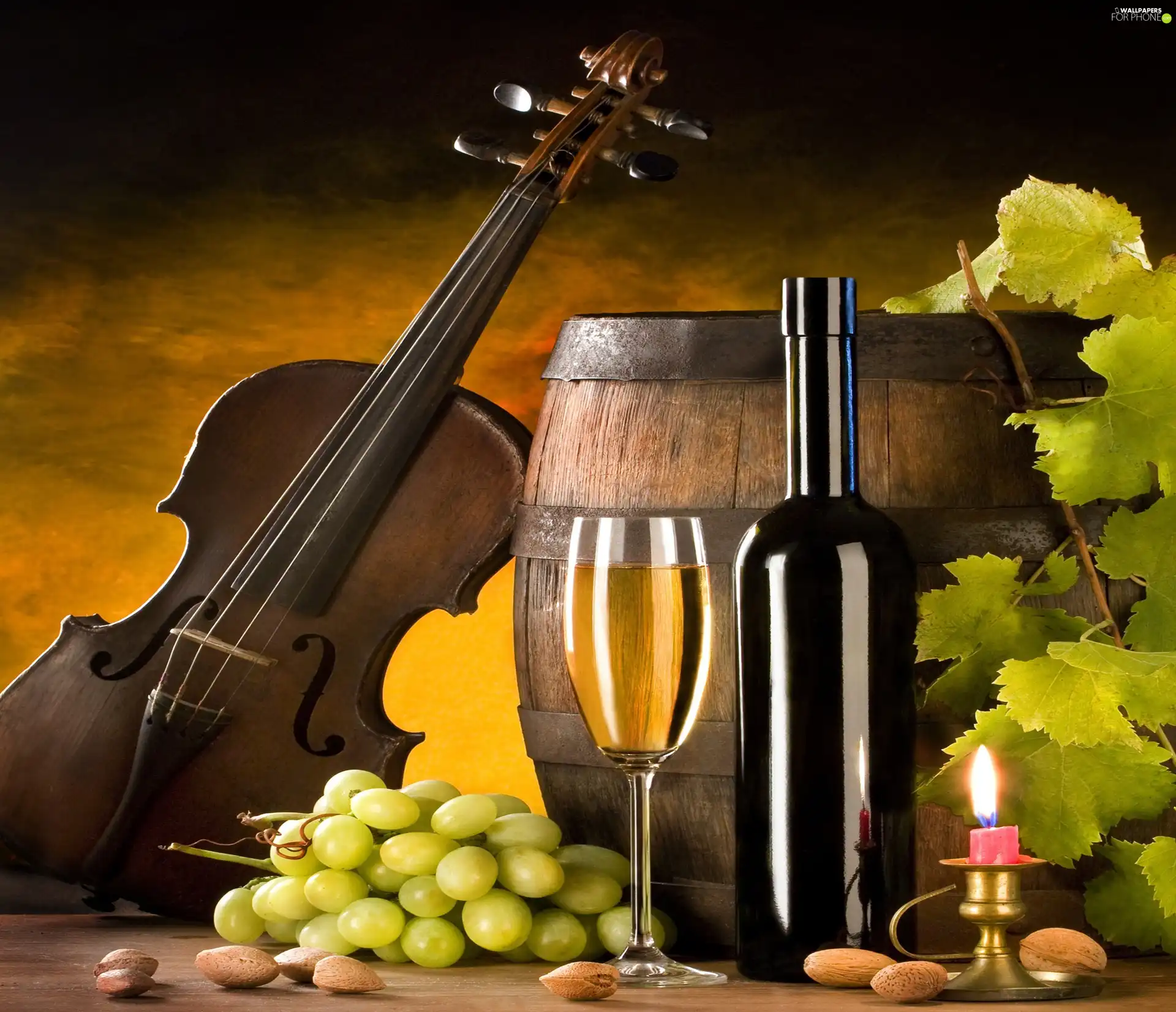 Wine, violin, barrel