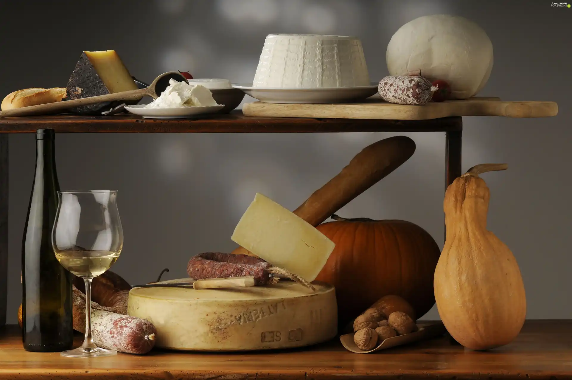 Wine, calabash, Tastes, cheeses, different