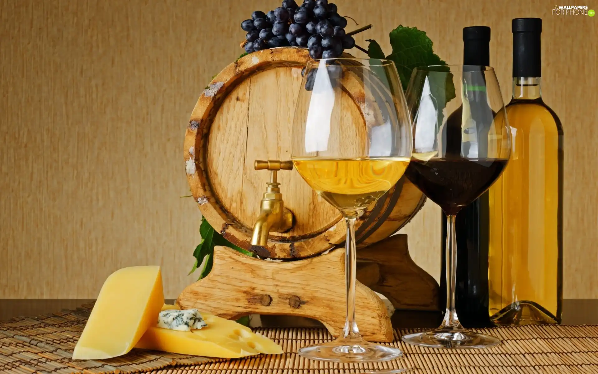 Wine, cheese, Bottles, Lights, barrel