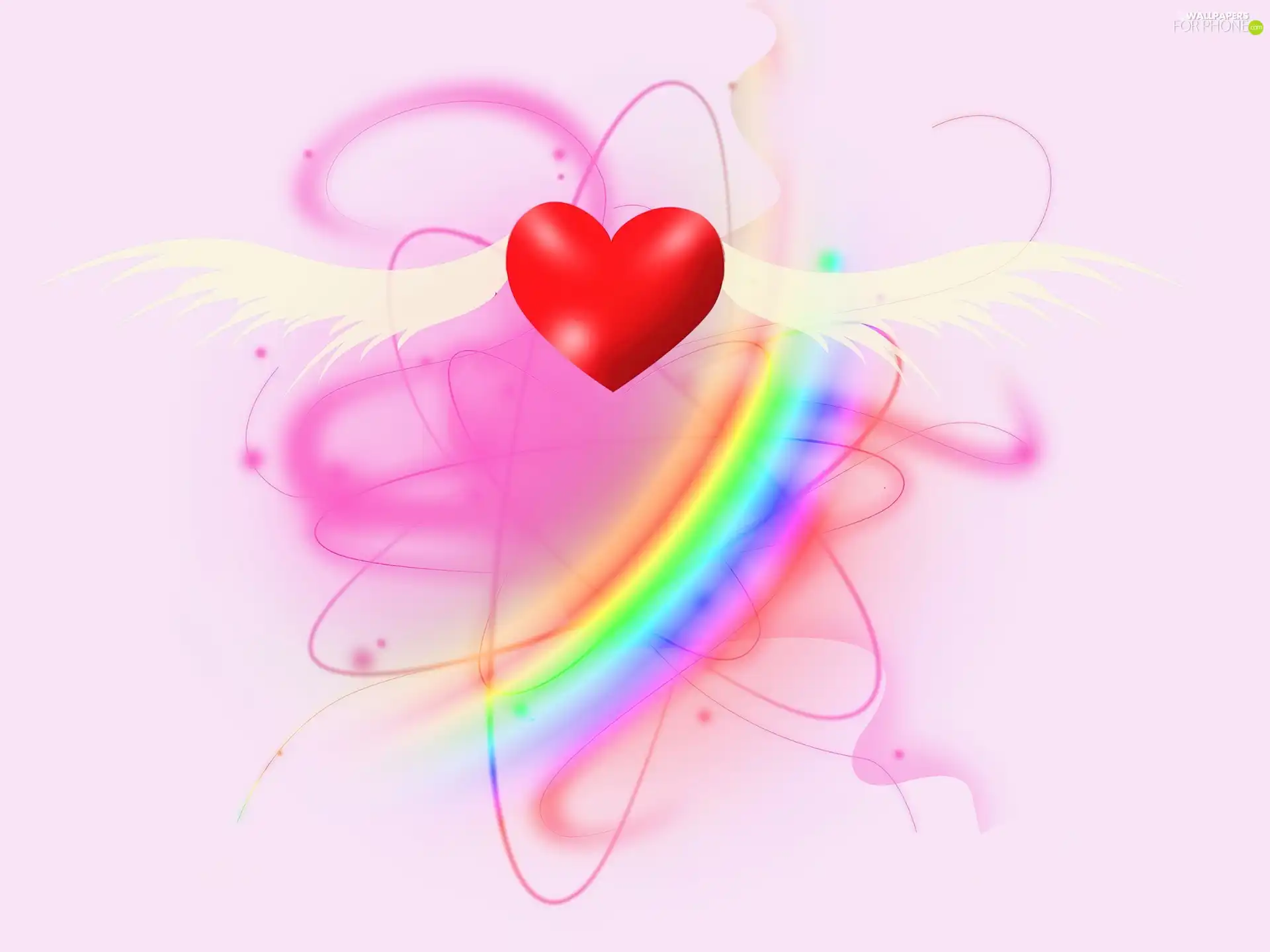 Cupid, Great Rainbows, Heart teddybear, wings, Red