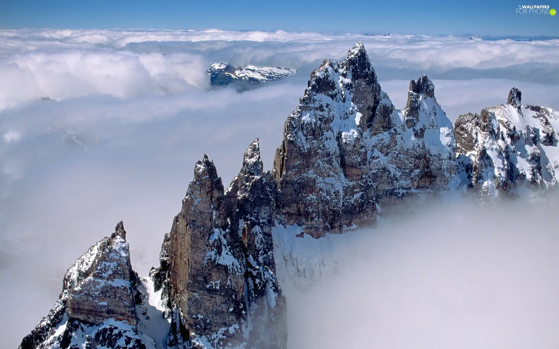 Mountains, clouds, winter, Rocky