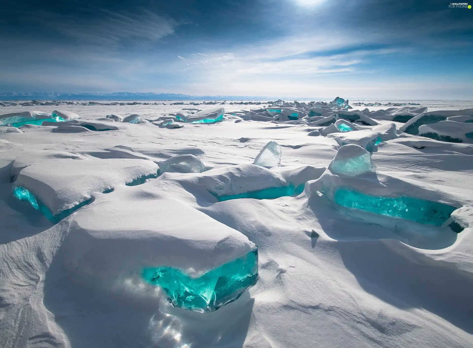 Mountains, lumps, winter, ice