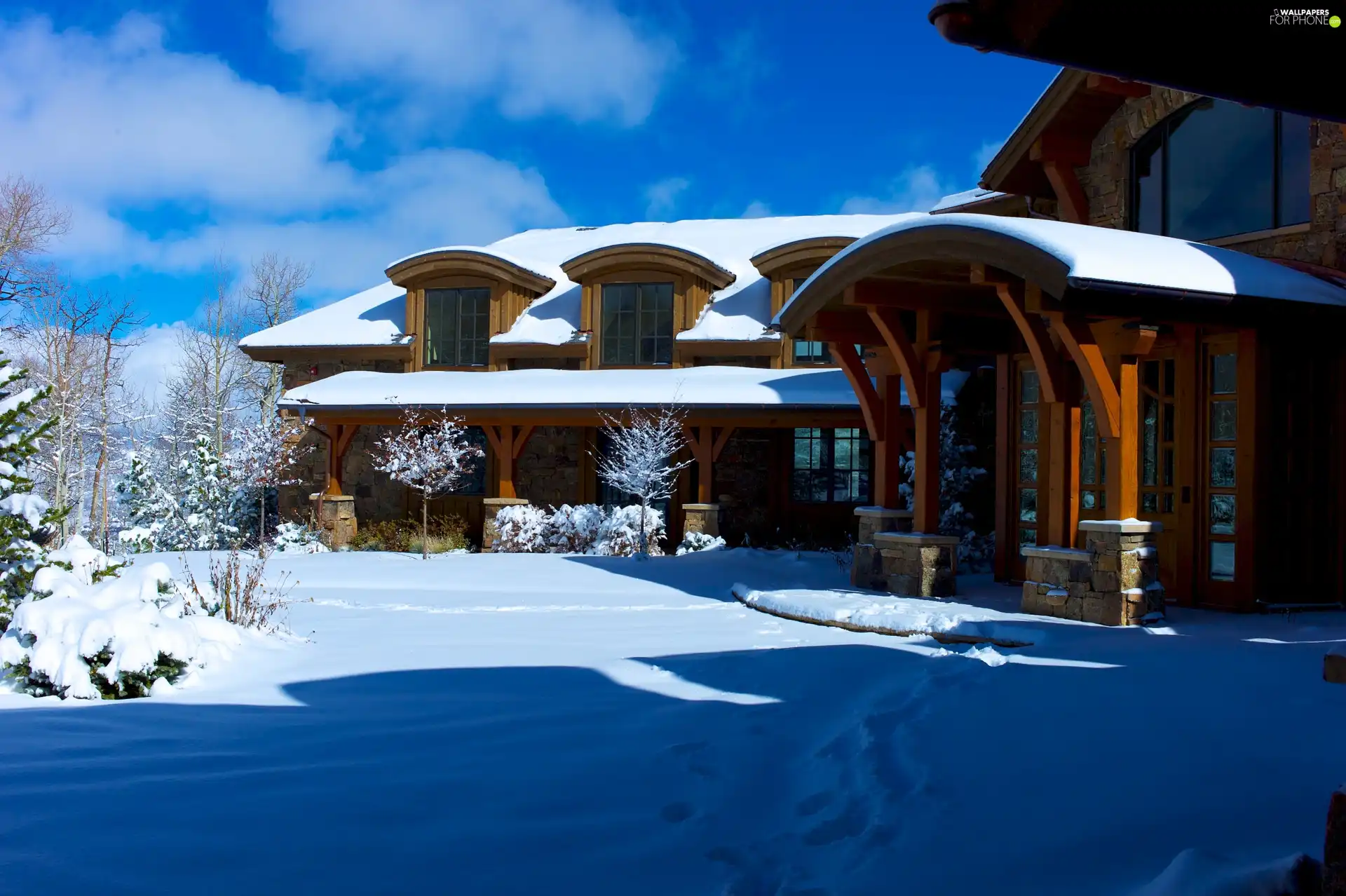 winter, house, snow