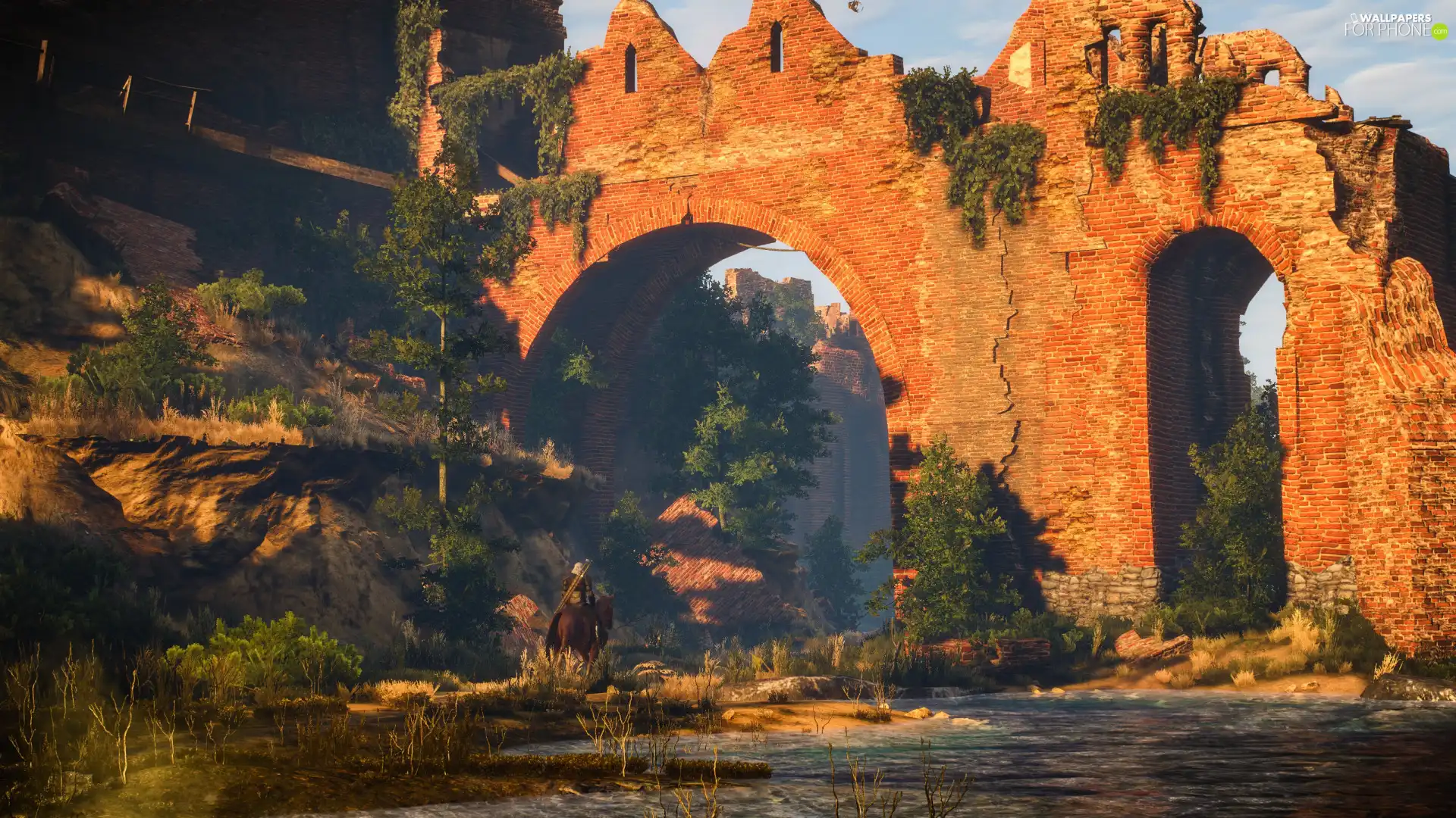 Horse, ruins, The Witcher 3 Wild Hunt, Geralt, The Witcher 3 Wild Hunt