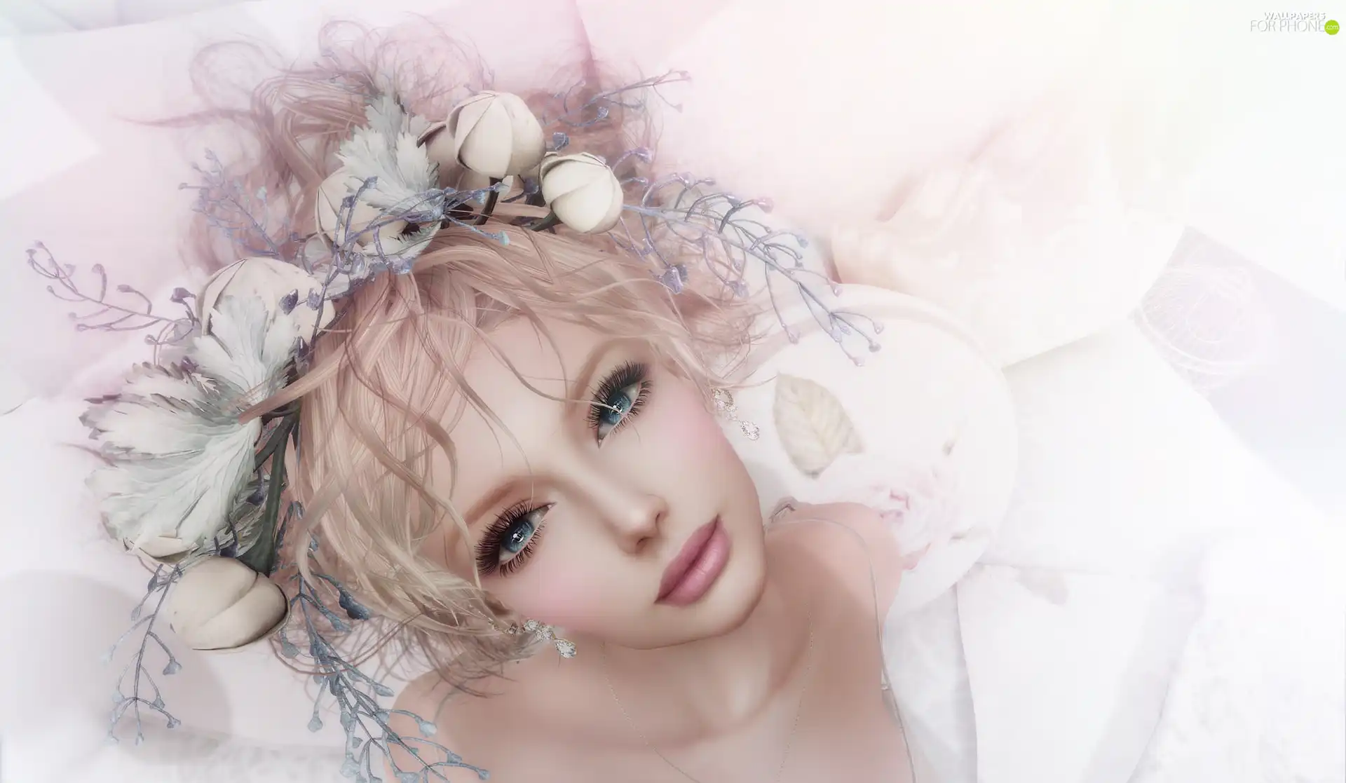 graphics, face, wreath, Women