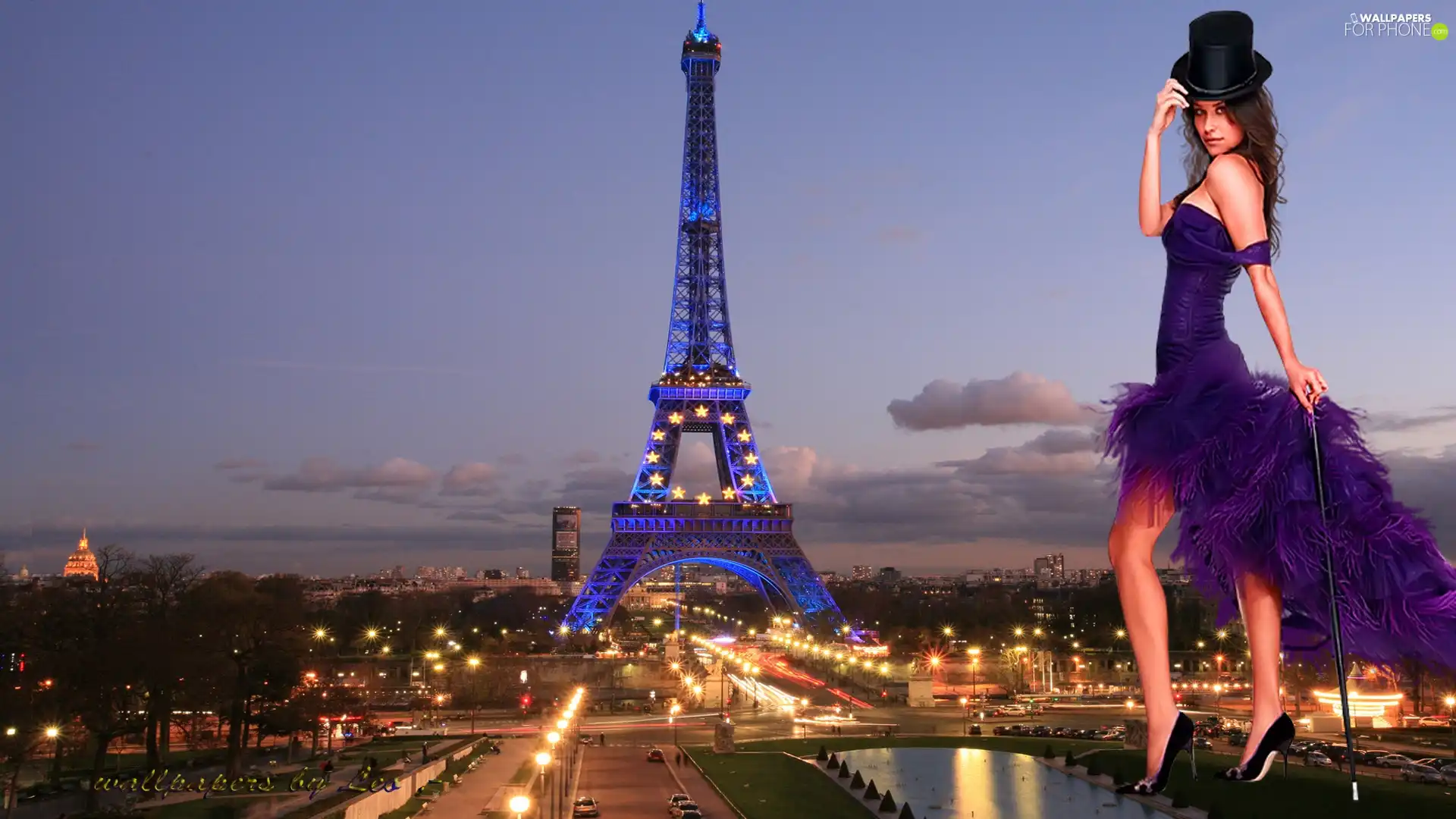 light, Eiffla Tower, Women, Streets