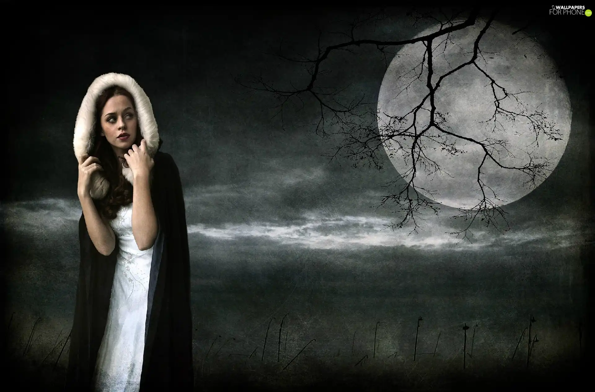 Women, Night, moon