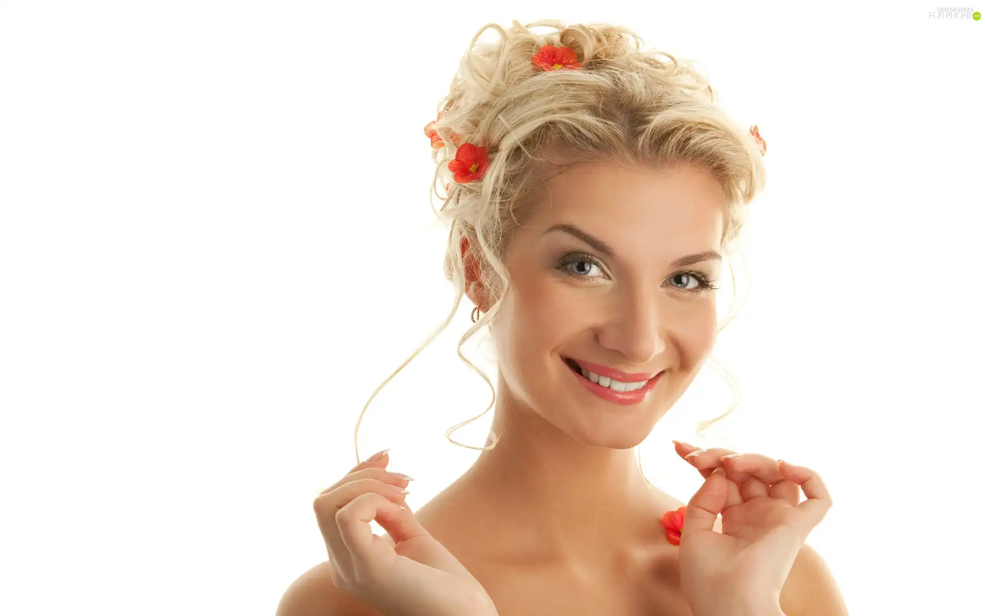 make-up, Flowers, Women, hands