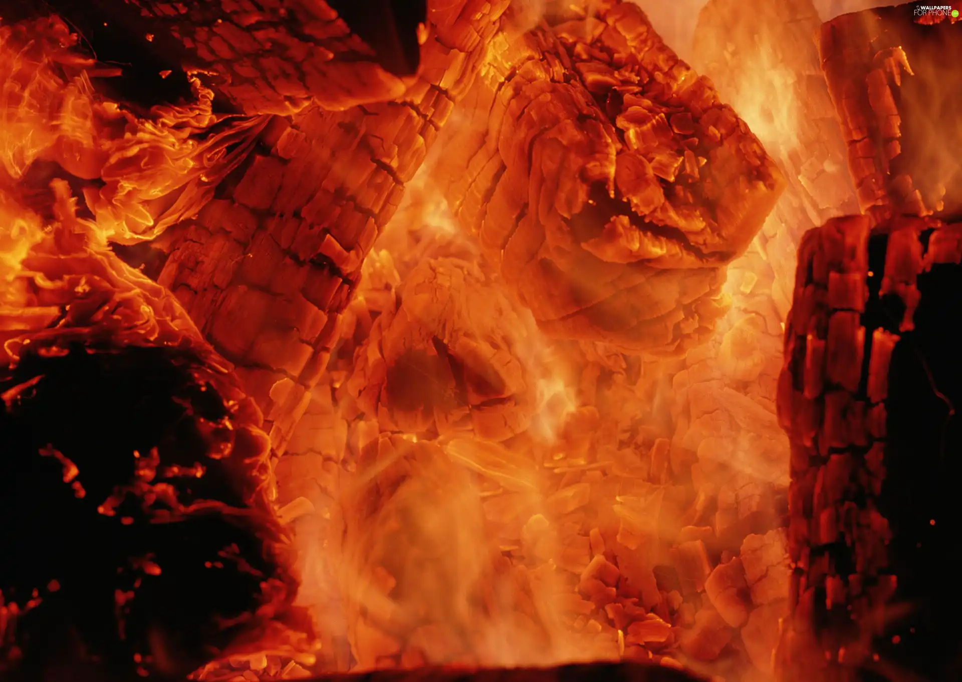 Flames, combustion, wood, Big Fire