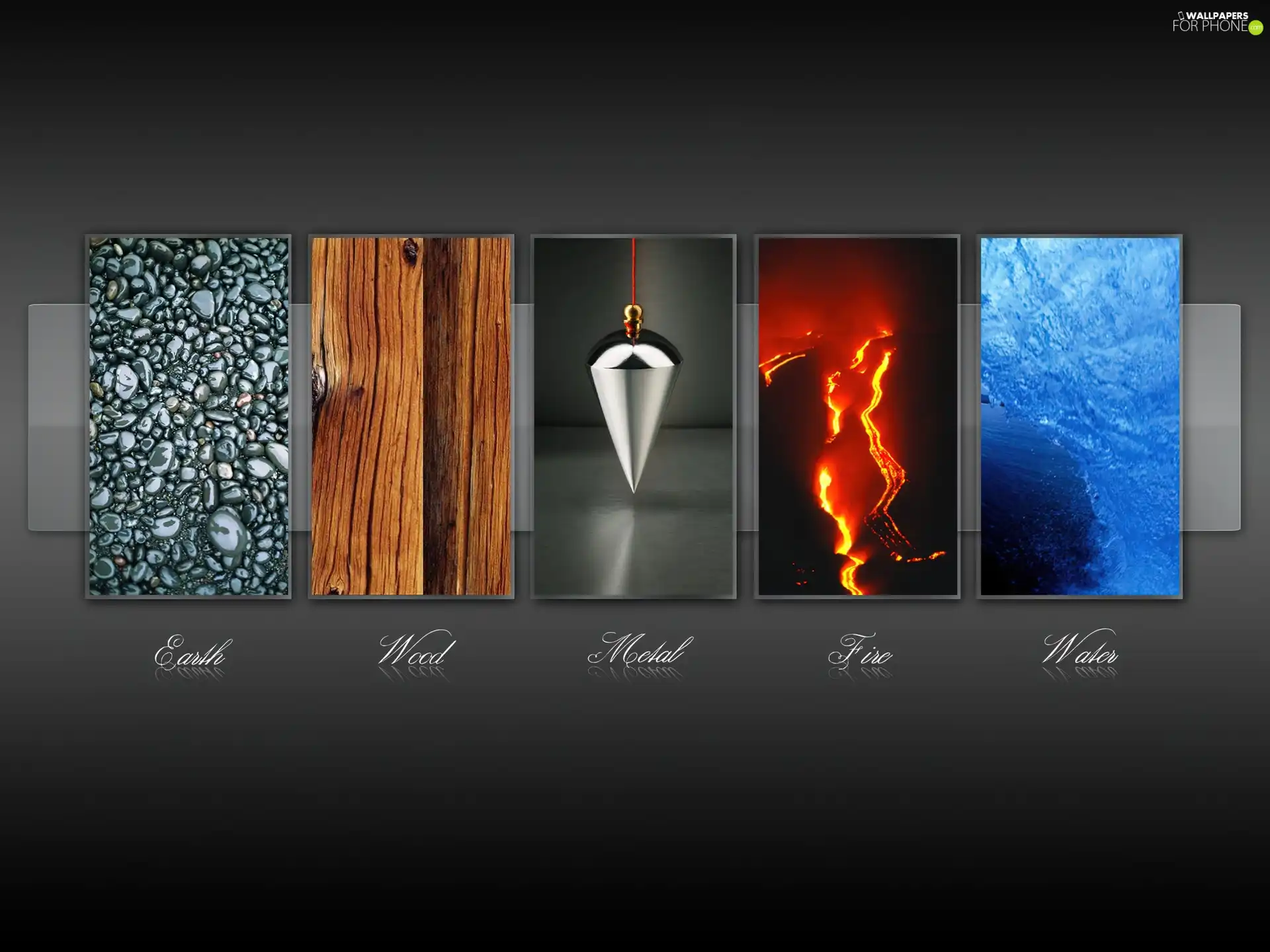 Wood, land, Fire, metal, water