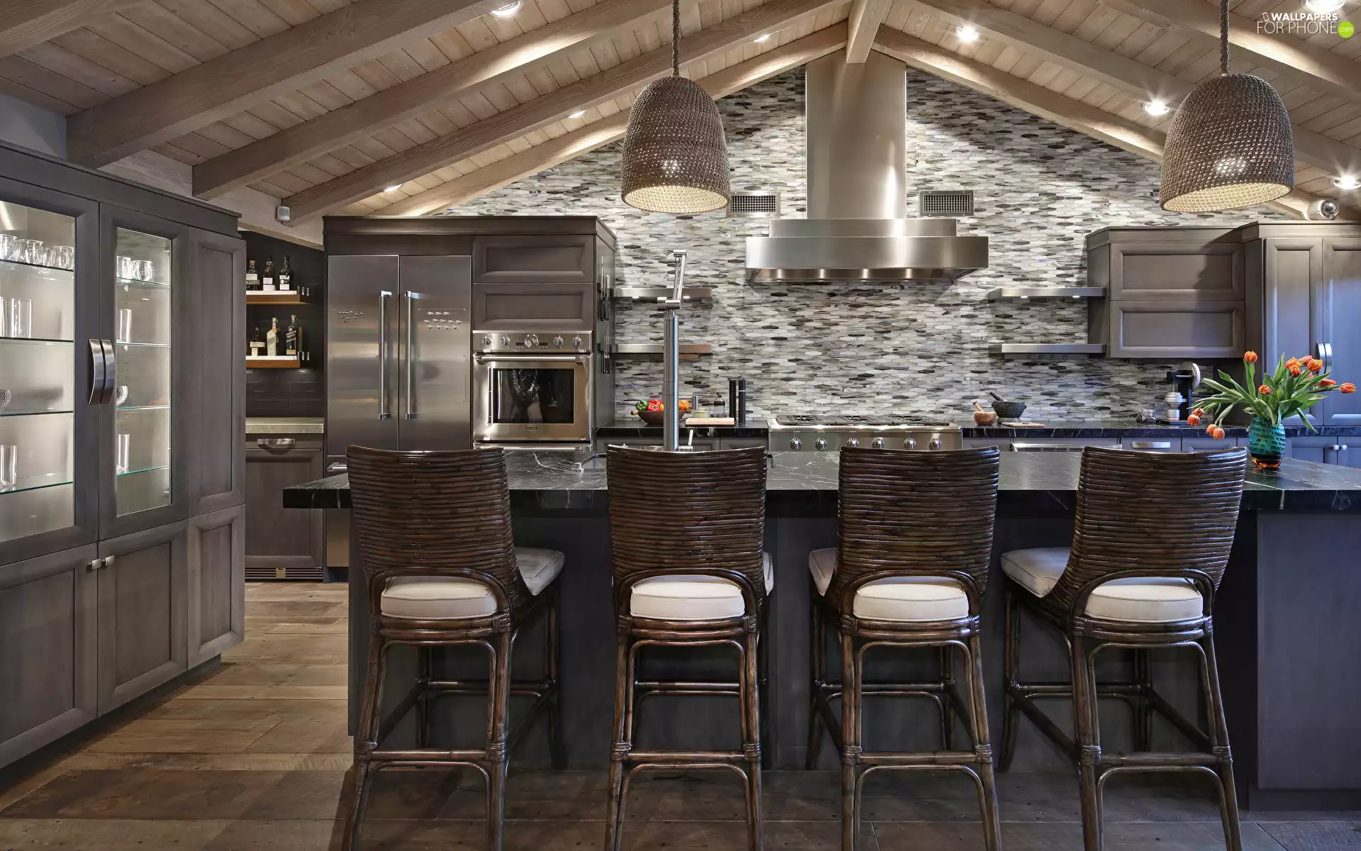 Kitchen, ceiling, Stool, wooden