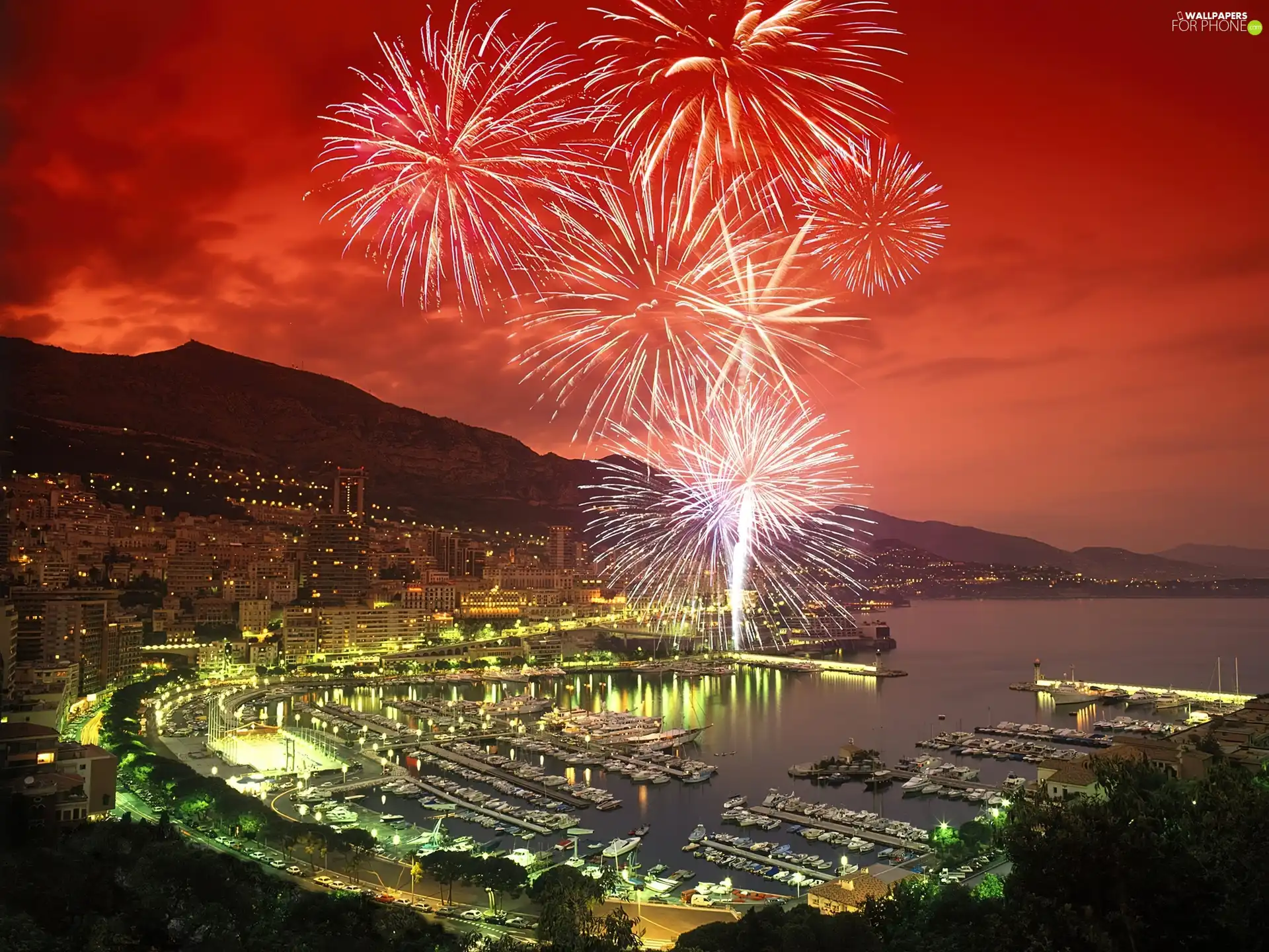 yacht, fireworks, Harbour