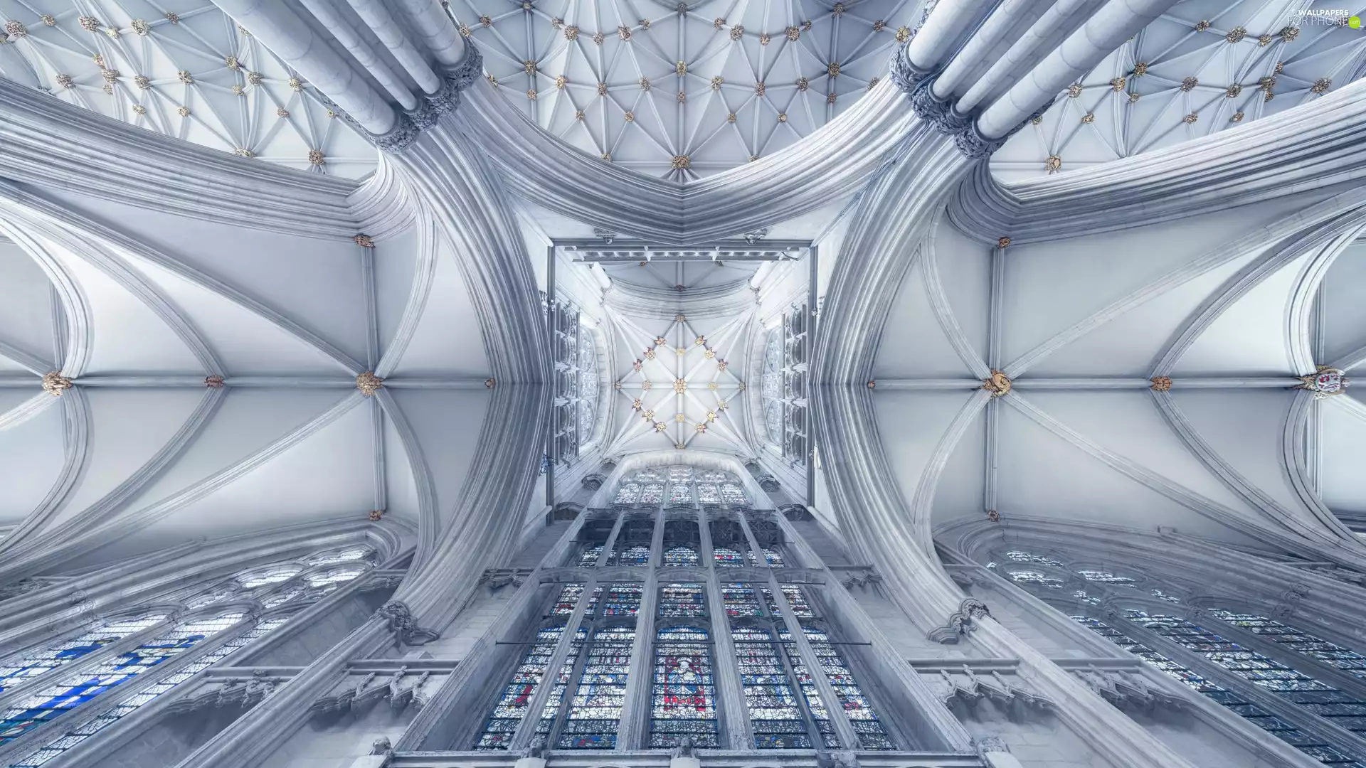 England, Great Britain, North Yorkshire County, York City, vault, stained glass, Church, interior, York Minster Cathedral